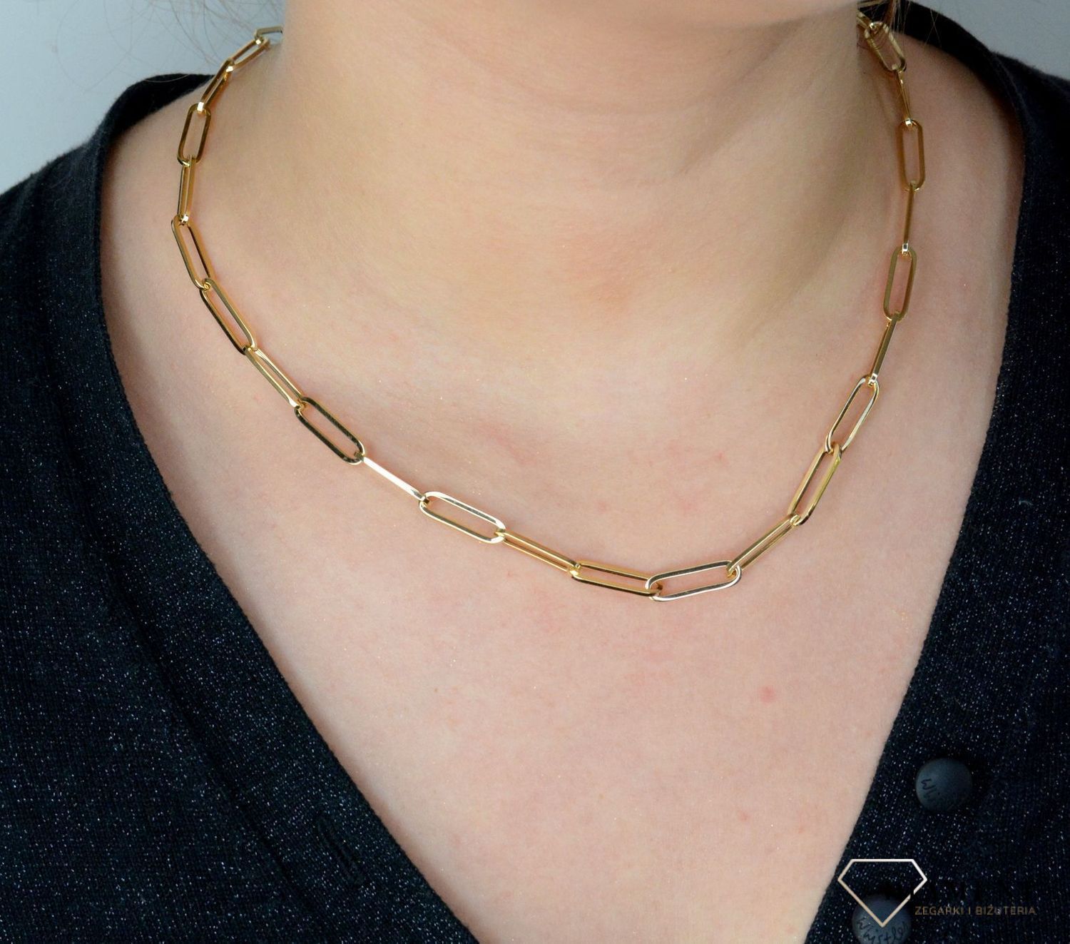 Złoty naszyjnik modny naszyjnik z dużych równych ogniw NA 2904.jpg